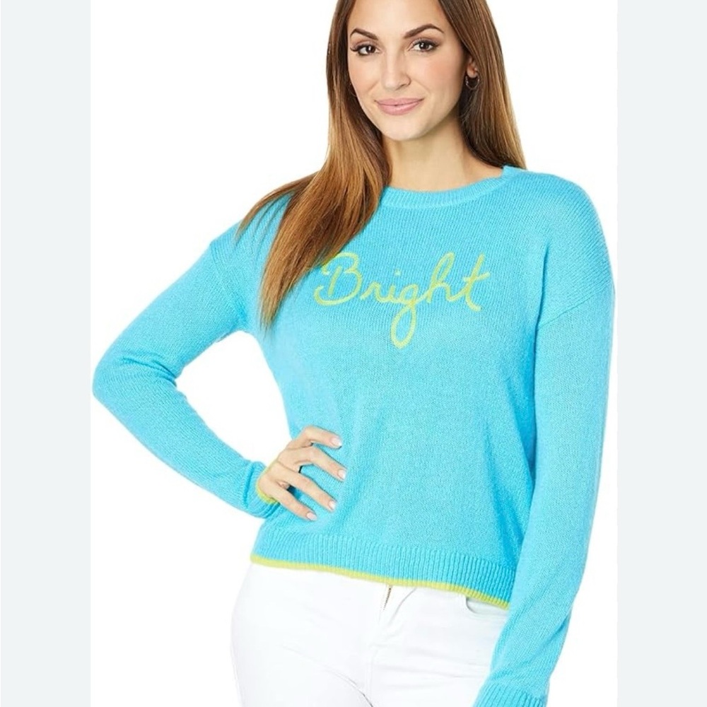 Lilly Pulitzer Women’s Charleston Turquoise Green Bright Chain Stitch Sweater XS